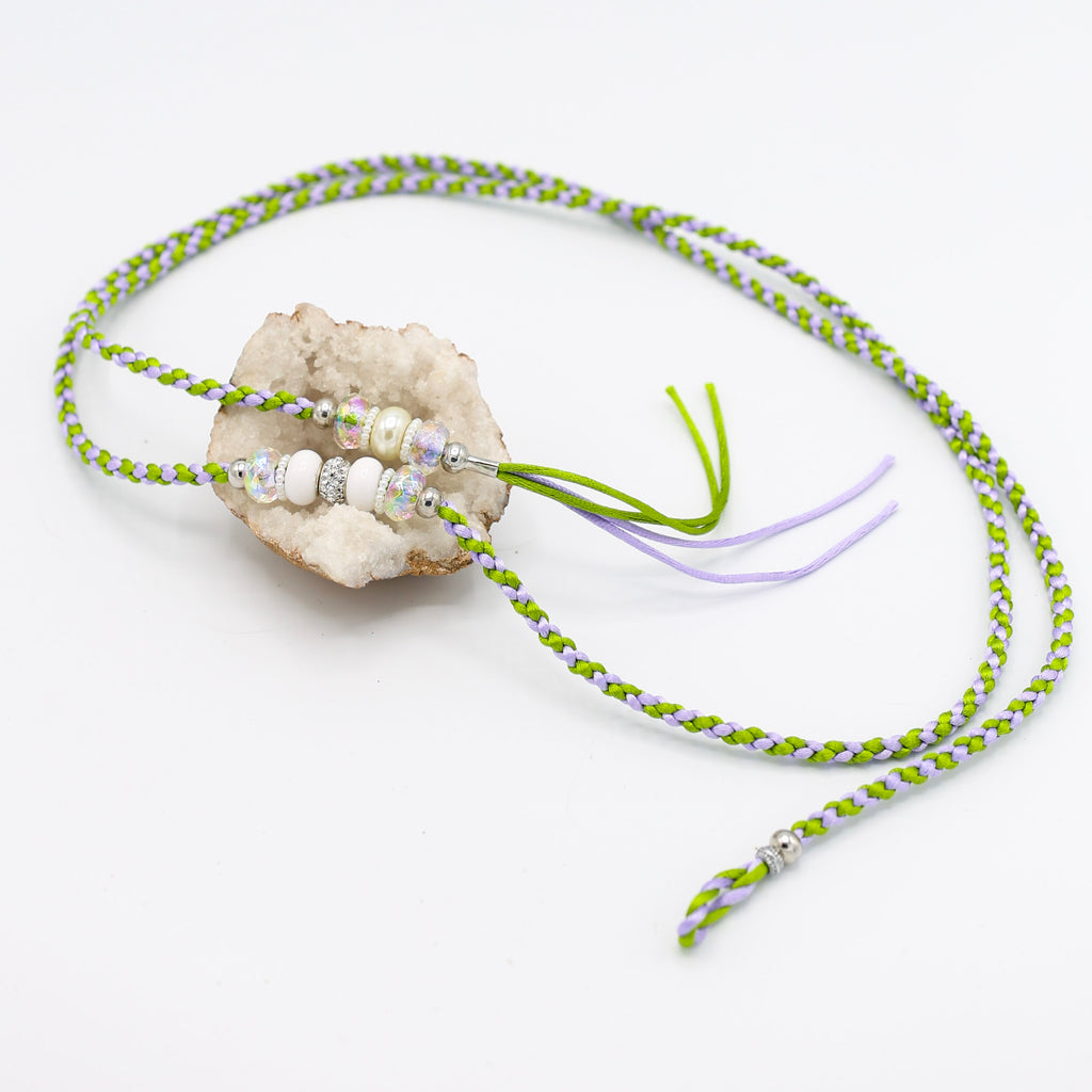 Two-tone satin show leash with loop