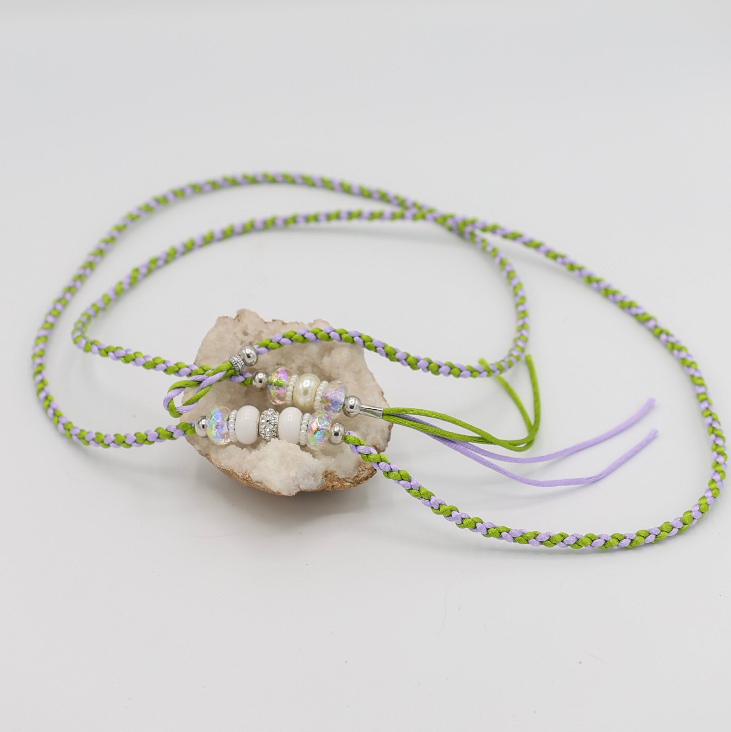 Two-tone satin show leash with loop