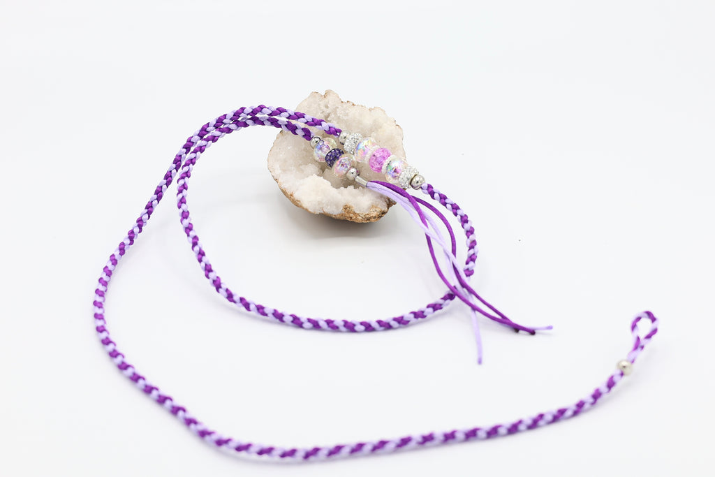 Two-tone satin show leash with loop